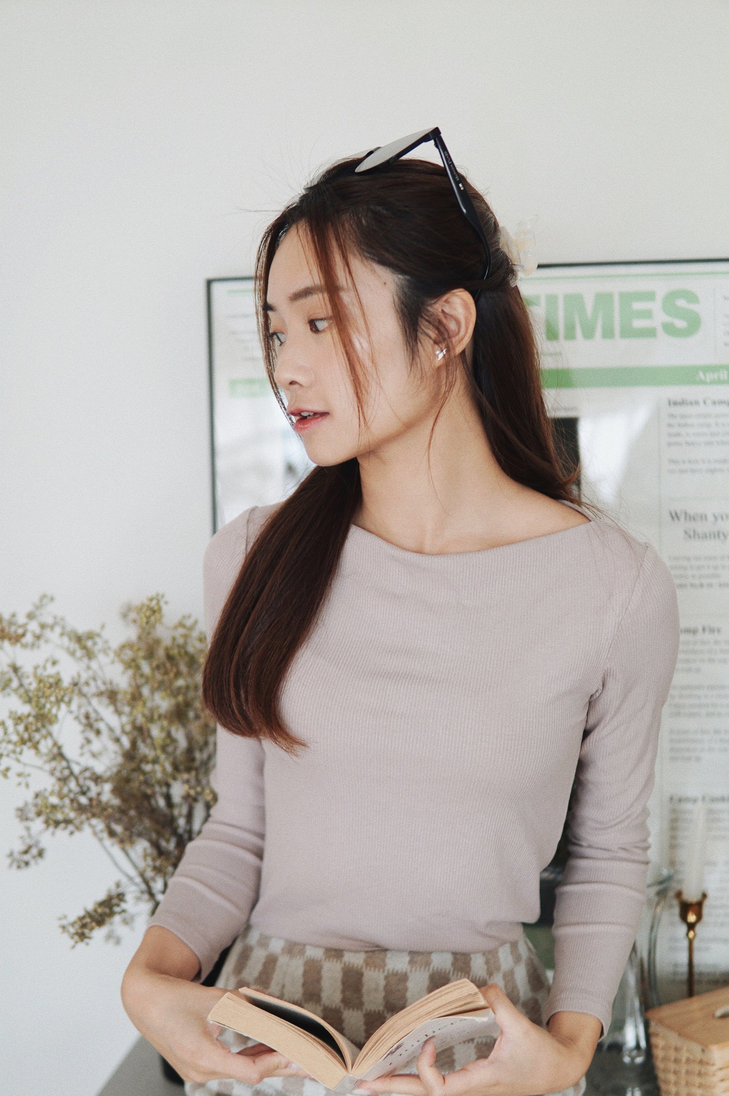 Ribbed Boat Neck Top