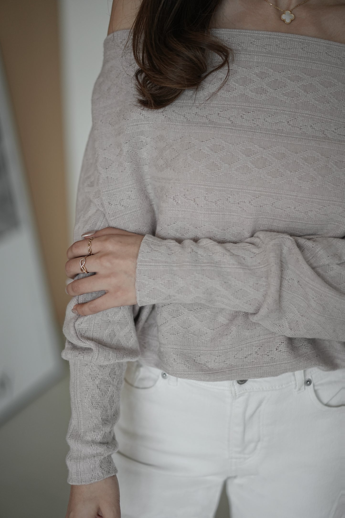 Jacquard Off Shoulder Top
