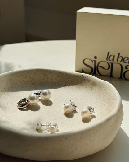 Bold Pearl Huggie Hoop Earrings