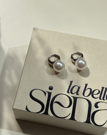 Bold Pearl Huggie Hoop Earrings