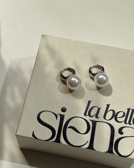 Bold Pearl Huggie Hoop Earrings