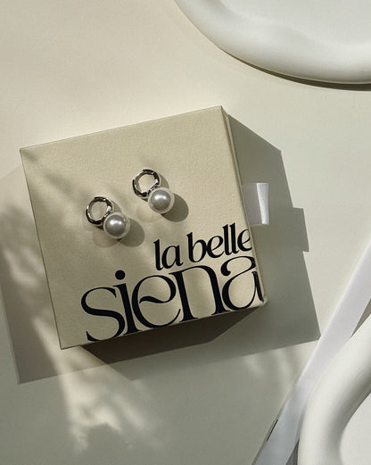 Bold Pearl Huggie Hoop Earrings