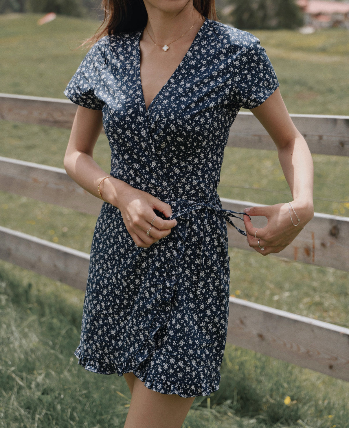 Vienna Ruffle Hem Wrap Dress