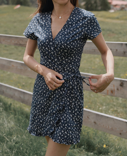 Vienna Ruffle Hem Wrap Dress