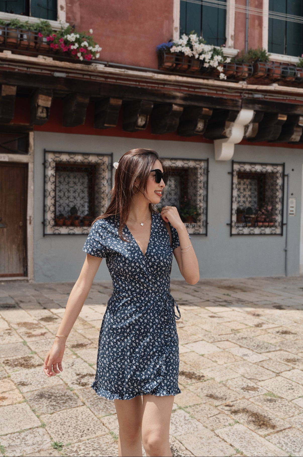 Vienna Ruffle Hem Wrap Dress
