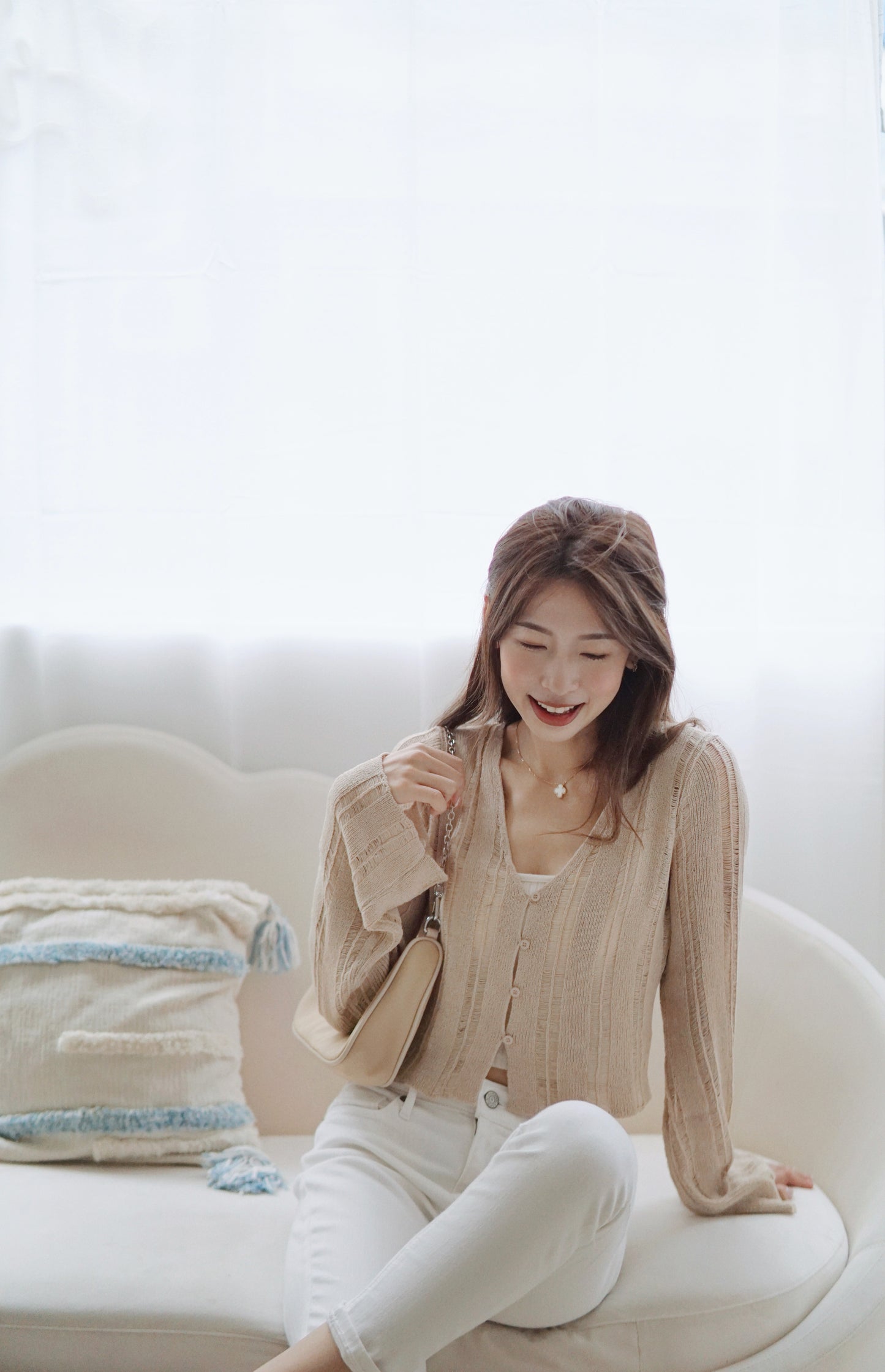 Cropped Mesh Cardigan