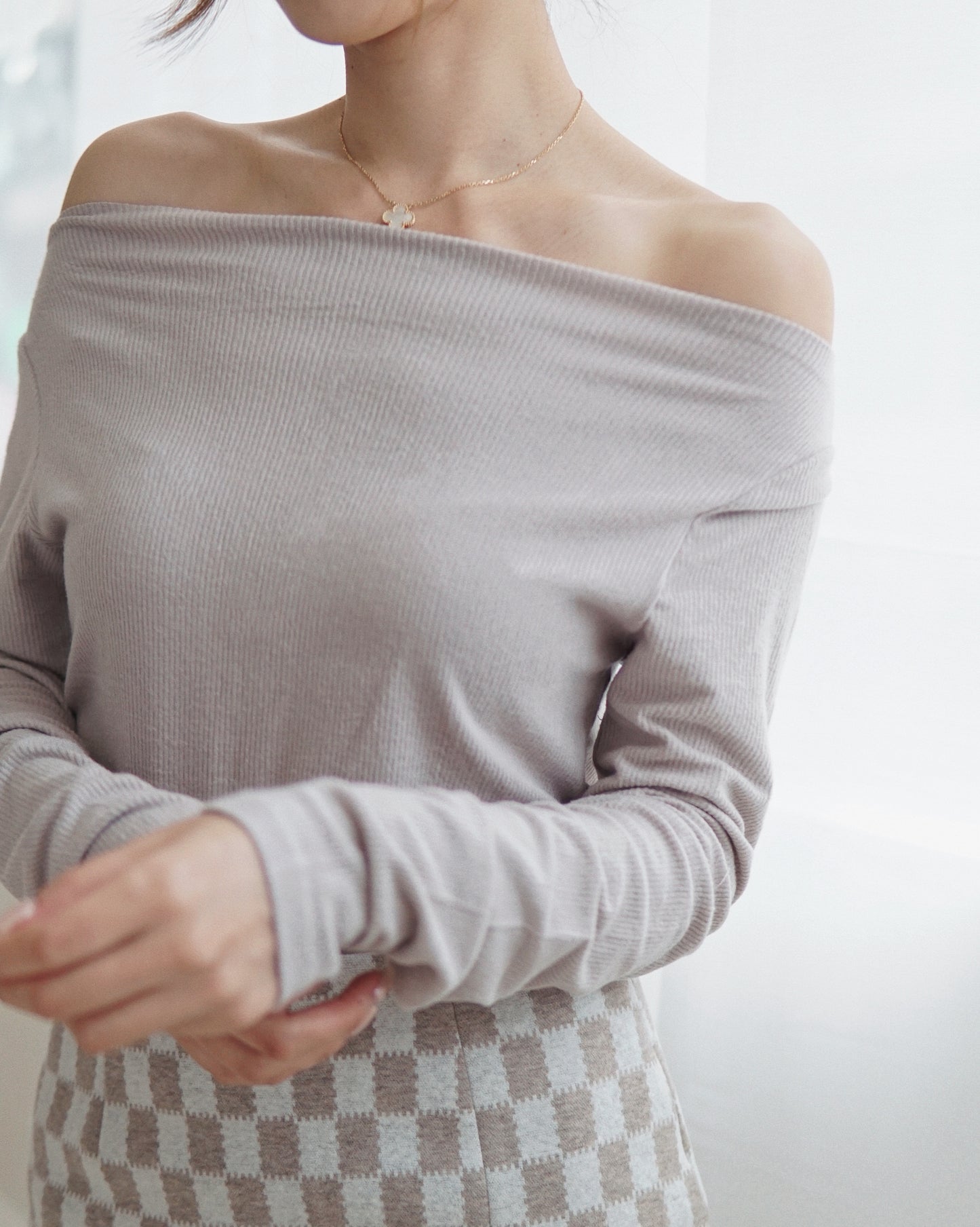 Ribbed Boat Neck Top