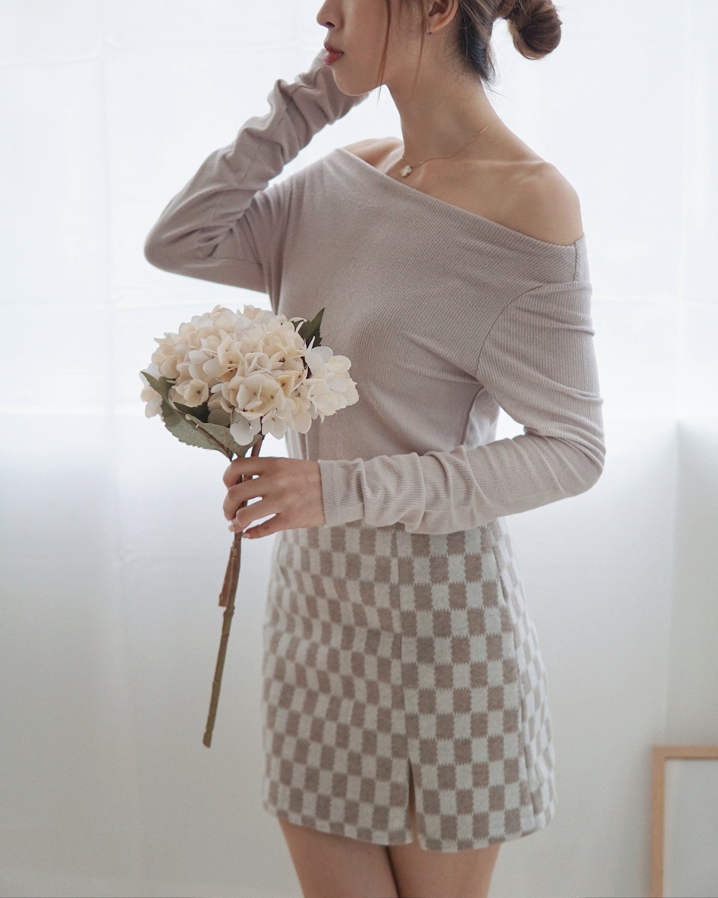 Ribbed Boat Neck Top