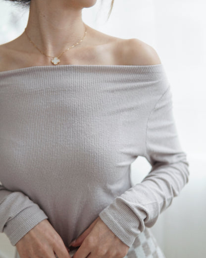 Ribbed Boat Neck Top