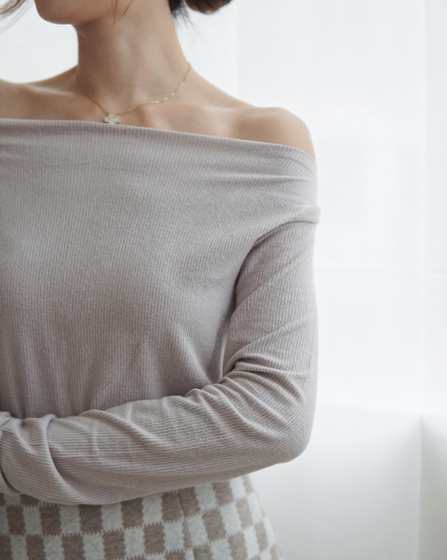 Ribbed Boat Neck Top