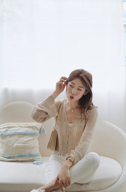 Cropped Mesh Cardigan