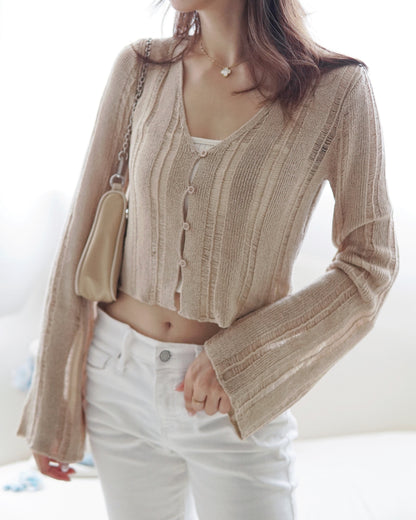 Cropped Mesh Cardigan
